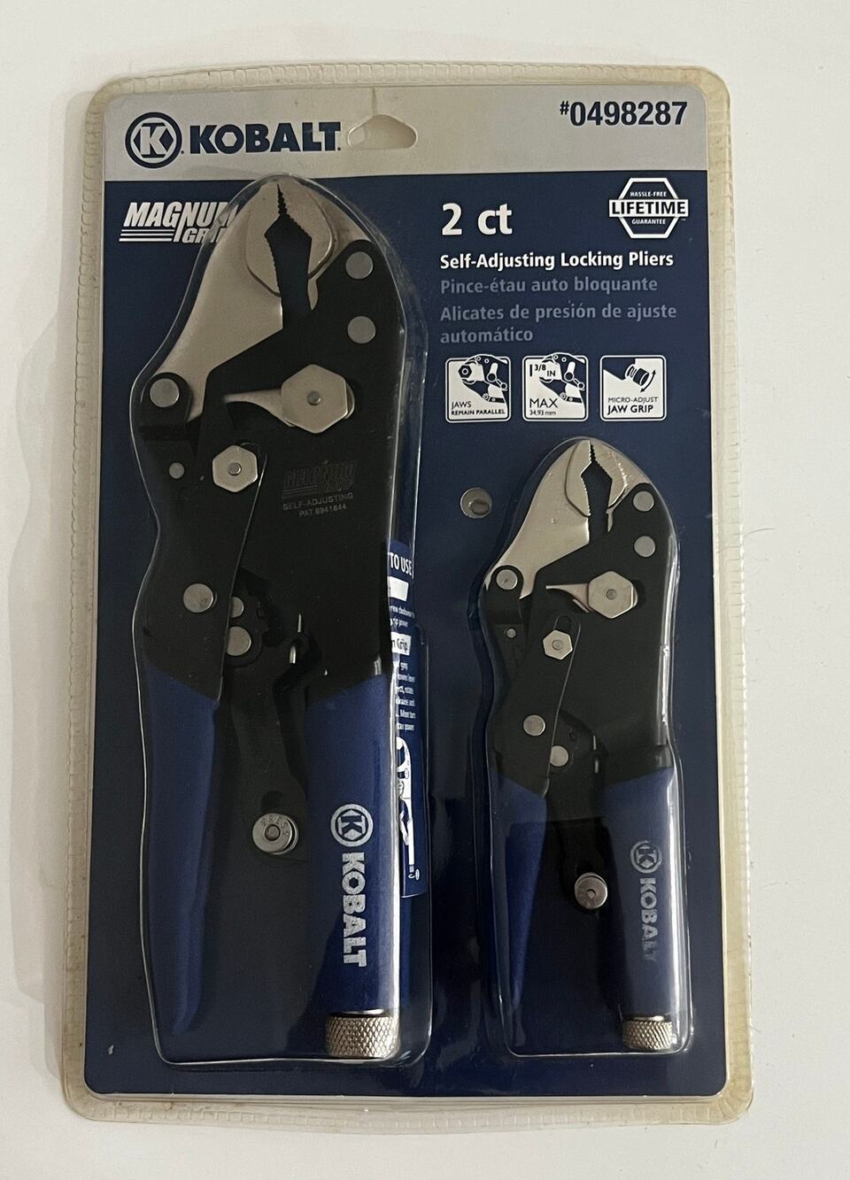 Kobalt Magnum Grip 2-Piece Self Adjusting Locking Pliers 9 in. and 6 in. NEW